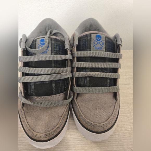 Circa Skateboarding Shoes Mens Size 11 Sneakers Gray Denim Blue Plaid - Picture 5 of 8